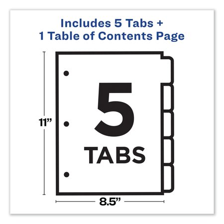 Avery Dennison Divider, Ready Index, 5Tb, Assorted 11816